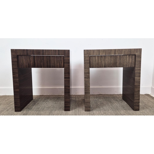 452 - SIDE TABLES, a pair, art deco style, each with a drawer, 66cm x 44.5cm x 67.5cm. (2)