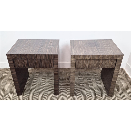 452 - SIDE TABLES, a pair, art deco style, each with a drawer, 66cm x 44.5cm x 67.5cm. (2)