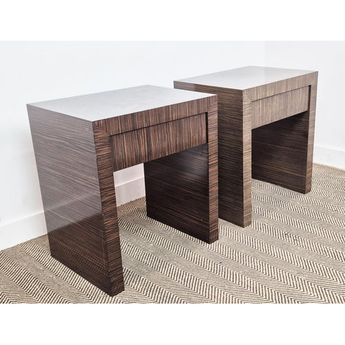 452 - SIDE TABLES, a pair, art deco style, each with a drawer, 66cm x 44.5cm x 67.5cm. (2)