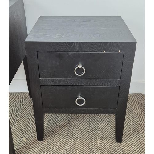 471 - DRESSING TABLE, contemporary ebonised, 76cm H x 125cm x 55cm, together with a pair of matching bedsi... 