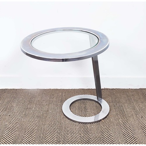 469 - LAMP TABLE, contemporary chrome and glass, 61cm H.