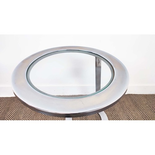 469 - LAMP TABLE, contemporary chrome and glass, 61cm H.