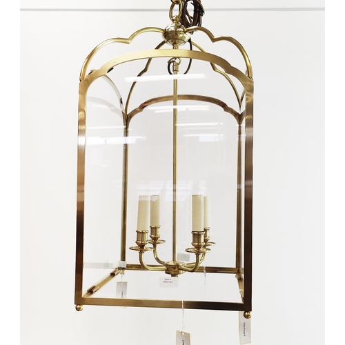 535 - VAUGHAN WINSLOW LANTERN, brass and glass, size small, excluding chain 72cm H x 35cm.