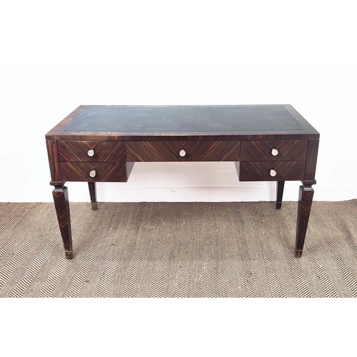 422 - DESK, contemporary design the black leather writing surface over five drawers, 140cm x 66cm x 78cm H... 