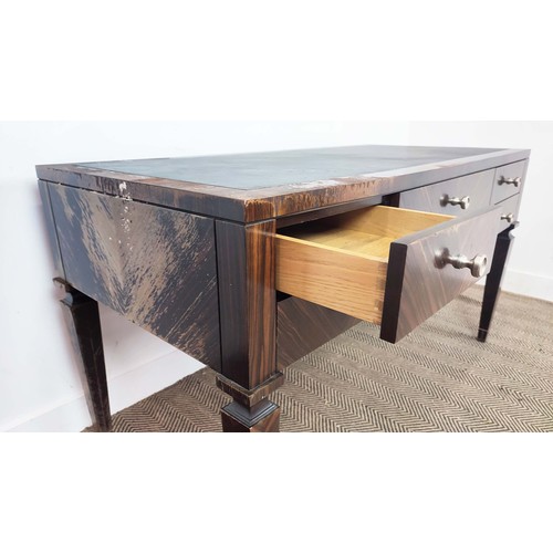 422 - DESK, contemporary design the black leather writing surface over five drawers, 140cm x 66cm x 78cm H... 