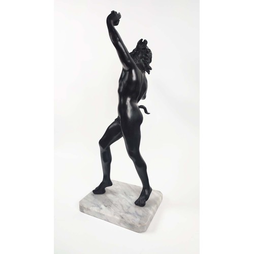 18 - BRONZE 'DANCING FAUN OF POMPEII', grand tour style, 79cm H.