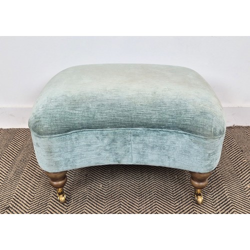 122 - WINDOW SEAT, 19th century style kidney shaped with eau-de-nil chenille velvet and turned supports, 6... 