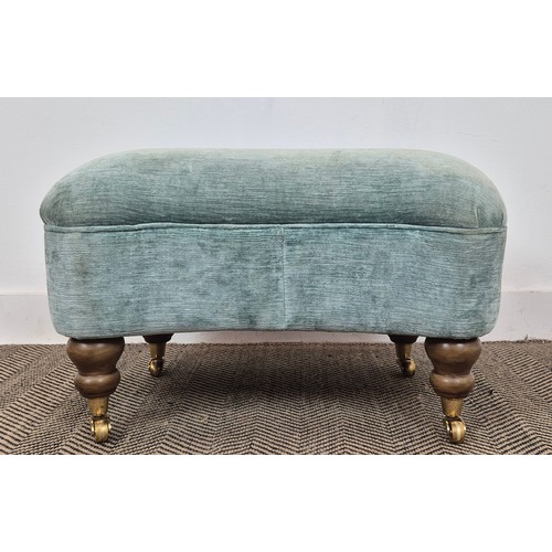 122 - WINDOW SEAT, 19th century style kidney shaped with eau-de-nil chenille velvet and turned supports, 6... 