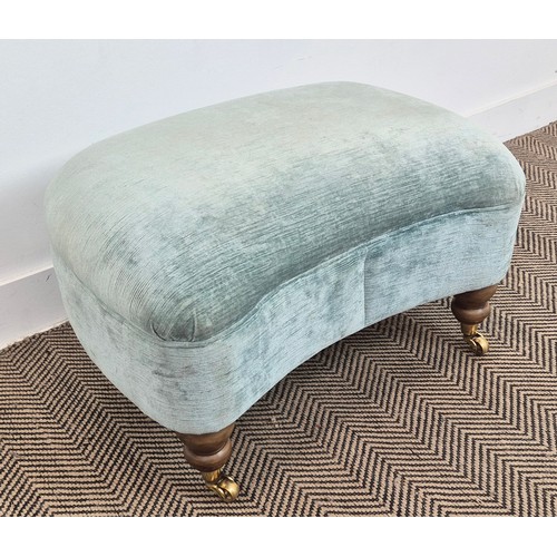 122 - WINDOW SEAT, 19th century style kidney shaped with eau-de-nil chenille velvet and turned supports, 6... 