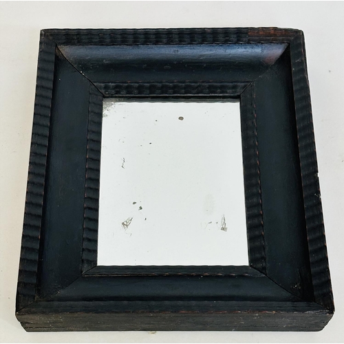 159 - DUTCH WALL MIRROR, 17th century ebonised with deep ripple moulded frame, 42cm H x 33cm W.