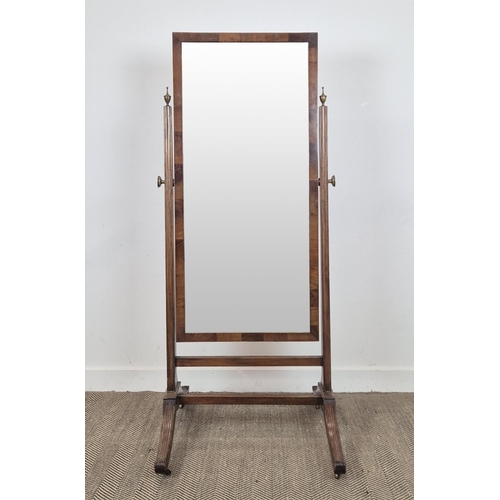 146 - CHEVAL MIRROR, early 19th century George III mahogany, with a tilt plate on castors, 76cm W x 172cm.