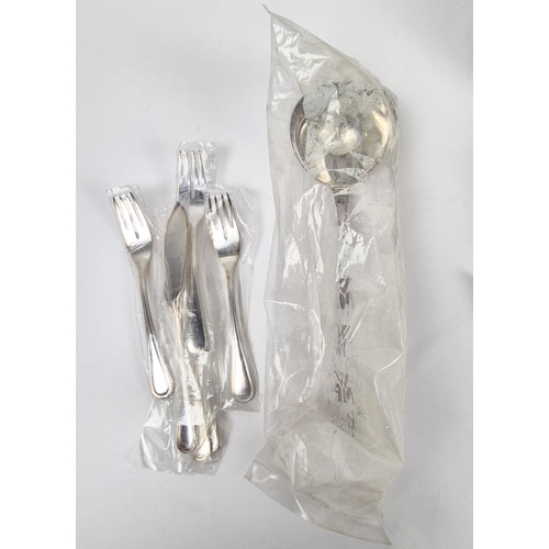 27 - WILKENS CANTEEN OF CUTLERY, .90 silver plated, six place setting with five matching pattern serving ... 