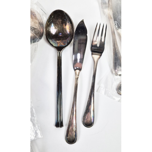 27 - WILKENS CANTEEN OF CUTLERY, .90 silver plated, six place setting with five matching pattern serving ... 