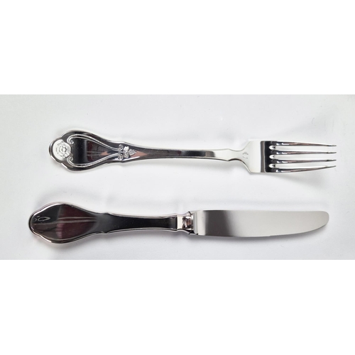 27 - WILKENS CANTEEN OF CUTLERY, .90 silver plated, six place setting with five matching pattern serving ... 