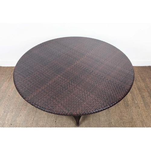 397 - GARDEN TABLE, by Dedon, in an all weather woven material, 118cm W along with four chairs.