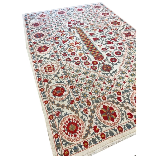 99 - SUZANI DESIGN SOUMAK CARPET, 270cm x 180cm.