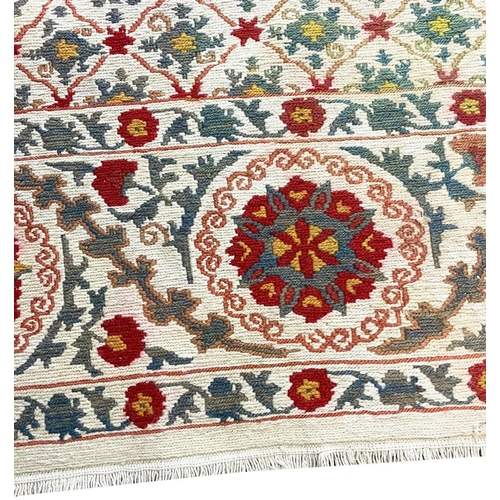 99 - SUZANI DESIGN SOUMAK CARPET, 270cm x 180cm.