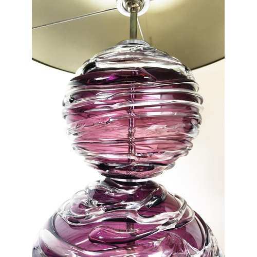 311 - WILLIAM YEOWARD ALFIE TABLE LAMPS, a pair, purple glass, 63cm H. (2)