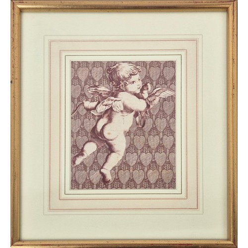 48 - A PAIR OF ANTIQUE TOILE PRINTS OF CHERUBS, 19th Century French, gilt framed, mounted and glazed, 15c... 