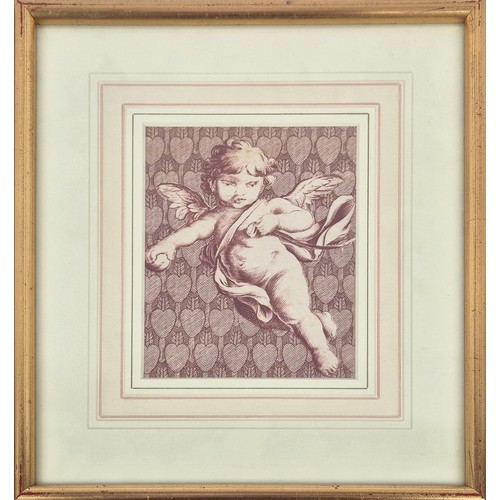 48 - A PAIR OF ANTIQUE TOILE PRINTS OF CHERUBS, 19th Century French, gilt framed, mounted and glazed, 15c... 