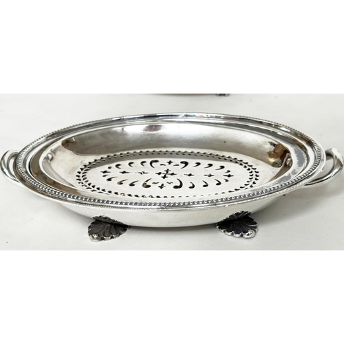 115 - SILVER PLATED TRAY, 19th century oval galleried tray together with a footed bowl, serving dishes, pl... 