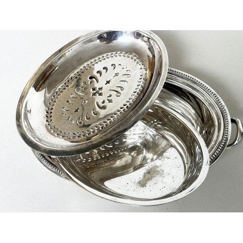 115 - SILVER PLATED TRAY, 19th century oval galleried tray together with a footed bowl, serving dishes, pl... 