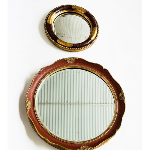 121 - MIRRORS, early 20th century circular Venetian giltwood and painted with convex plate together with a... 