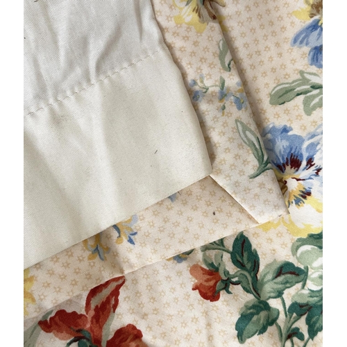 122 - CURTAINS, a pair, Country House style, lined and interlined together with two pairs of shorter match... 