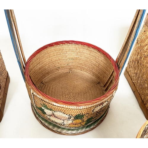 124 - BASKETWARE, including waste paper bin lidded baskets and a tray. (11)