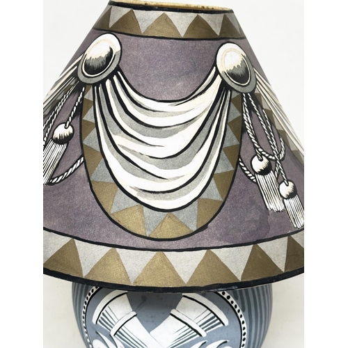 130 - CRESSIDA BELL TABLE LAMP, handprinted lampshade and lamp base, 46cm H.