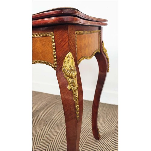 168 - CARD TABLE, Louis XV style, tulipwood and parquetry veneered, gilt metal mounts to frieze and legs, ... 