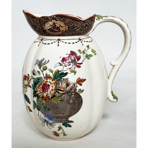 135 - JUG AND BOWL, 19th century English 'Doulton Florida Burslem' jug and companion bowl, 43cm W bowl, 34... 