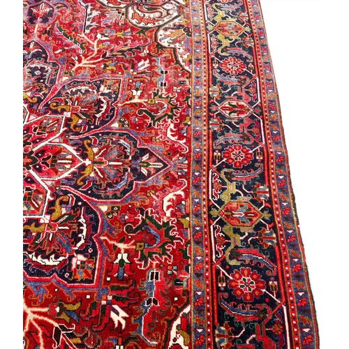 102 - VINTAGE PERSIAN HERIZ CARPET, 325cm x 230cm.