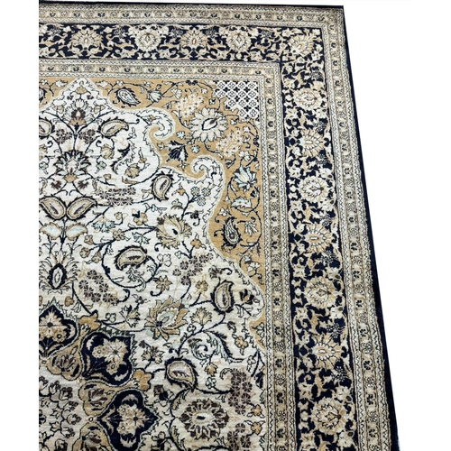 108 - FINE PURE SILK PERSIAN QUM RUG, 210cm x 140cm.