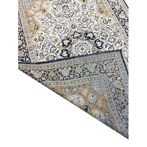 108 - FINE PURE SILK PERSIAN QUM RUG, 210cm x 140cm.