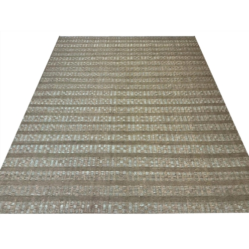 109 - CONTEMPORARY HAND MADE JUTE CARPET, 300cm x 254cm.