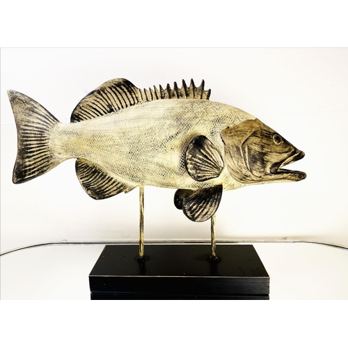 383 - CONTEMPORARY SCHOOL FISH SCULPTURE, painted, 46cm H x 64cm L x 14cm W