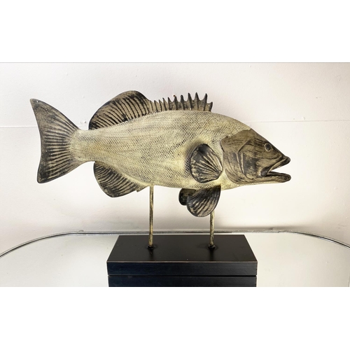 383 - CONTEMPORARY SCHOOL FISH SCULPTURE, painted, 46cm H x 64cm L x 14cm W