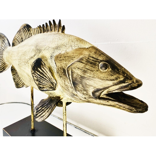 383 - CONTEMPORARY SCHOOL FISH SCULPTURE, painted, 46cm H x 64cm L x 14cm W