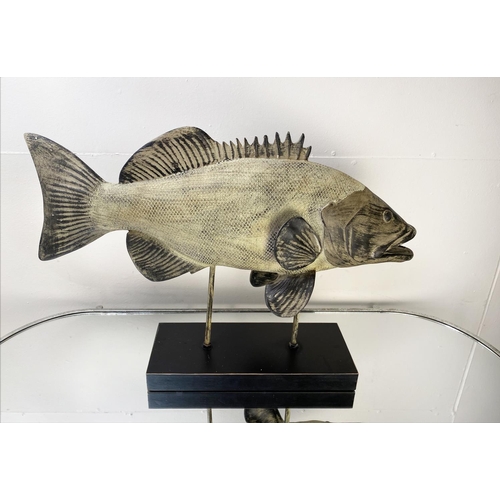 383 - CONTEMPORARY SCHOOL FISH SCULPTURE, painted, 46cm H x 64cm L x 14cm W