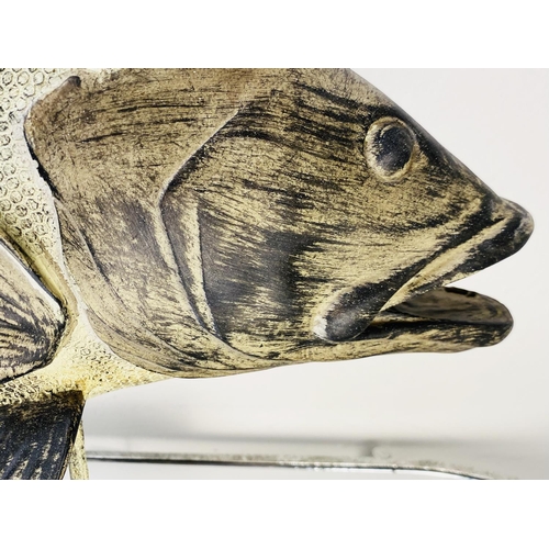 383 - CONTEMPORARY SCHOOL FISH SCULPTURE, painted, 46cm H x 64cm L x 14cm W