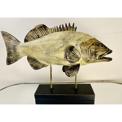 383 - CONTEMPORARY SCHOOL FISH SCULPTURE, painted, 46cm H x 64cm L x 14cm W