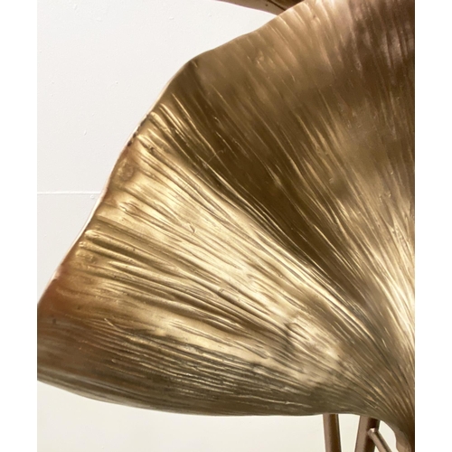 387 - GINKO LEAF FLOOR LAMP, gilt finish, 158cm H x 57cm x 28cm.