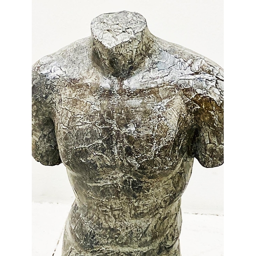 392 - TORSO SCULPTURES, a pair, male and female, 45cm H x 17cm x 8cm. (2)