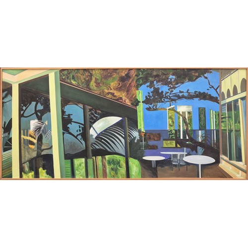 83 - ROSIE LEVENTON, 'Jamaica 1', oil on canvas, 96cm x 215cm, framed.