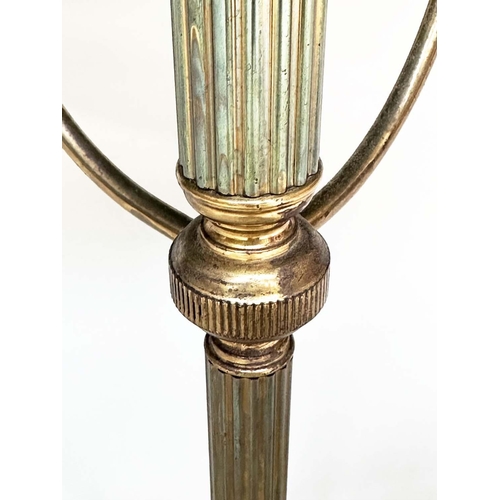 602 - LOW TABLE, circular variegated marble raised upon reeded and beaded gilt metal frame, 90cm x 40cm H.