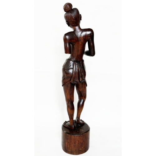 189 - THAI FIGURE, antique carved hardwood, 125cm H.