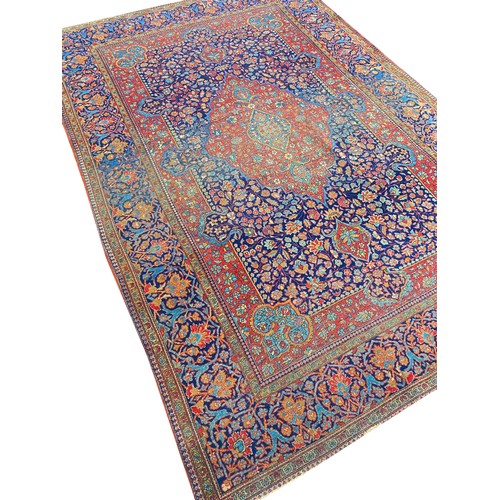 160A - ANTIQUE PERSIAN MOHTASHAN KASHAN RUG, 200cm x 130cm.