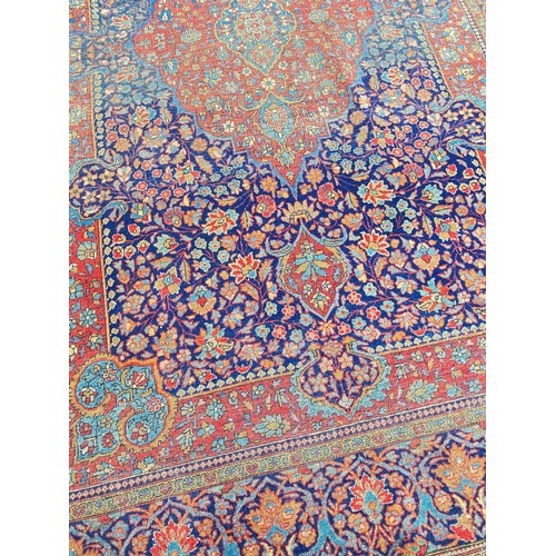 160A - ANTIQUE PERSIAN MOHTASHAN KASHAN RUG, 200cm x 130cm.