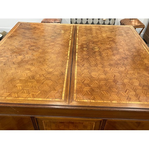 170A - PARTNERS DESK, late 19th/early 20th century French walnut and fine geometric parquetry and satinwood... 